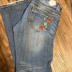 Tin Haul Blue Jeans with Colorful Embroidery